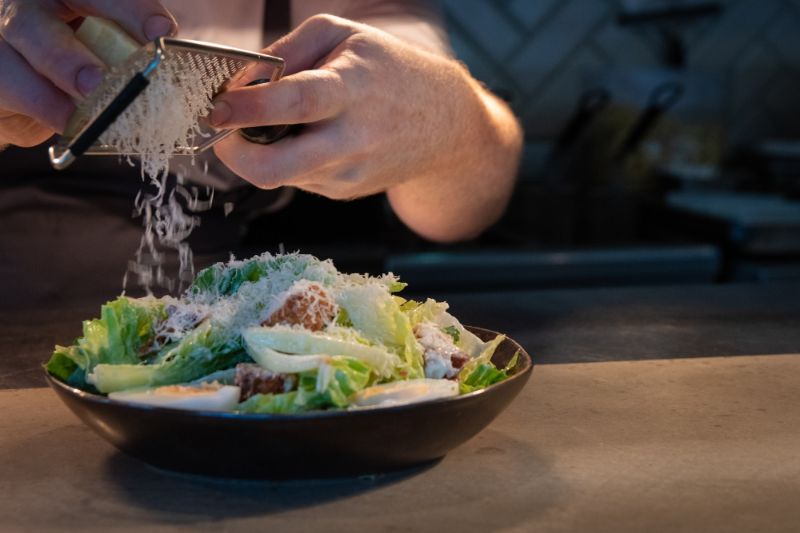 Ceaser salad plated